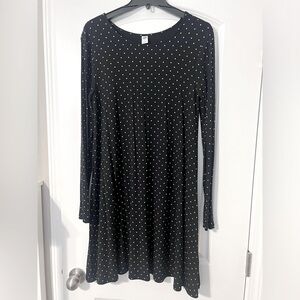 Long sleeve polka dot swing dress